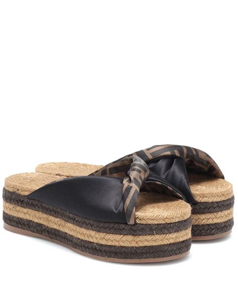 fendi satin platform espadrille sandals|Women's Designer Slides .